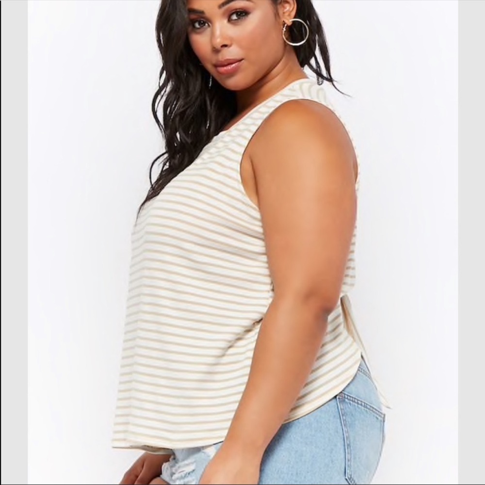 Striped cut out tank top with tie back - Picture 4 of 7